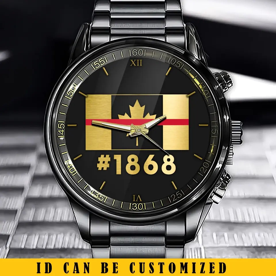 Personalized Canadian Flag Firefighter Custom ID Watch Printed KVH24936