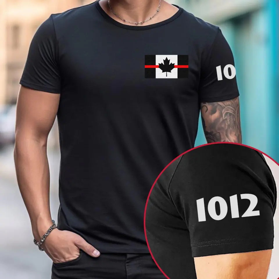 Personalized Canadian Flag Firefighter Custom ID T-shirt Printed KVH24935