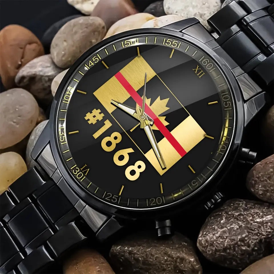 Personalized Canadian Flag Firefighter Custom ID Watch Printed KVH24936