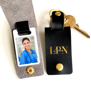 Personalized Upload Your Photo Nurse Job Title Custom Name Gift For Nurse Leather Keychain Printed HN24943