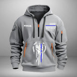 Personalized Retired US Police Custom ID & Time Skull Police Quarter Zip Hoodie 2D Printed KVH24962