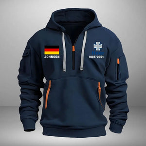 Personalized German Veteran Logo Custom Name & Time Quarter Zip Hoodie 2D Printed VQ24969