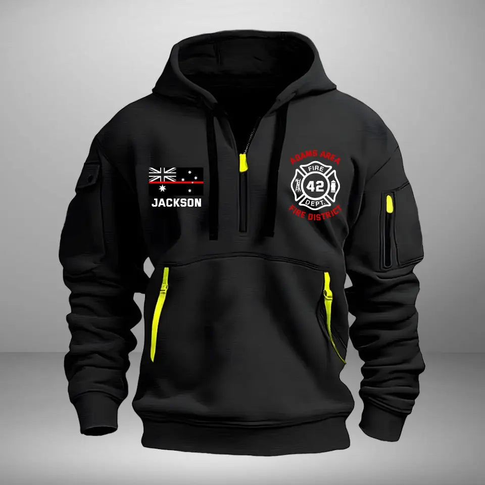 Personalized Australian Firefighter Custom Name & Department Quarter Zip Hoodie 2D Printed VQ24973