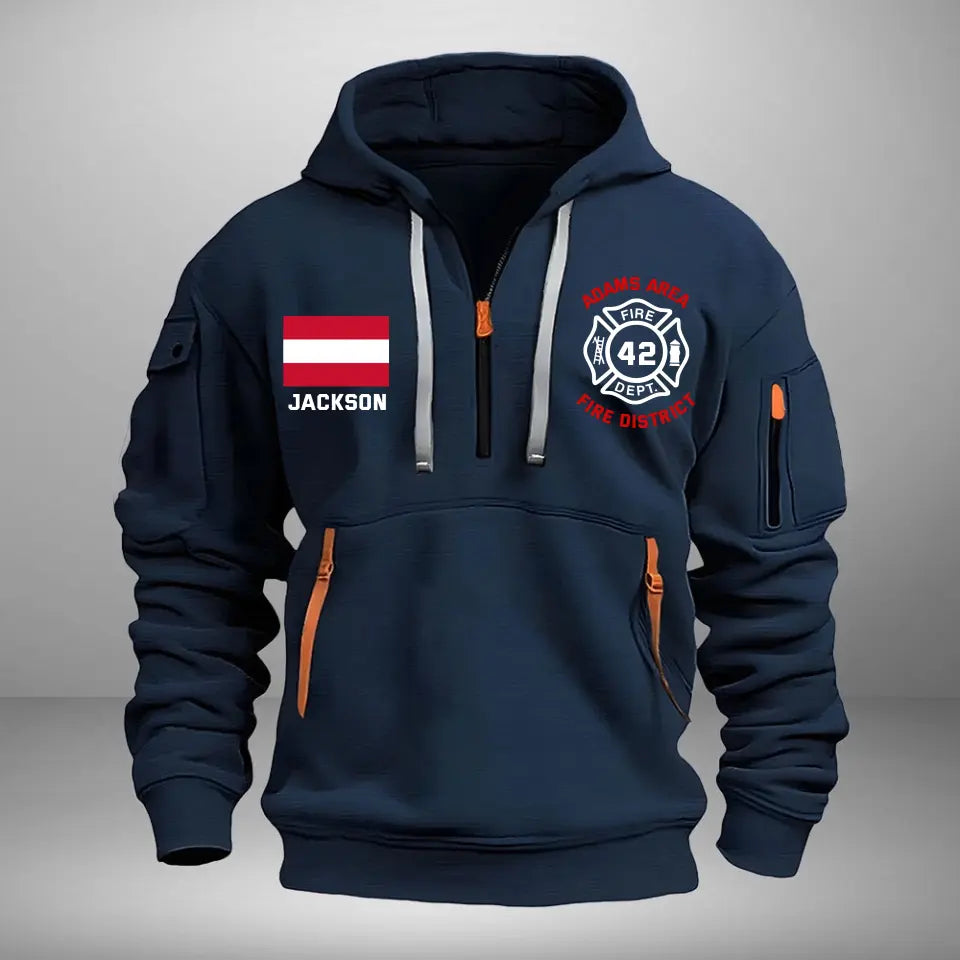 Personalized Austrian Firefighter Custom Name & Department Quarter Zip Hoodie 2D Printed VQ24973