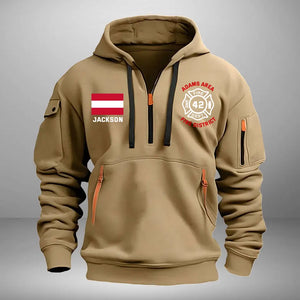 Personalized Austrian Firefighter Custom Name & Department Quarter Zip Hoodie 2D Printed VQ24973