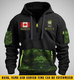 Personalized Canadian Veteran Rank Camo Custom Name & Time Quarter Zip Hoodie 2D Printed KVH24971