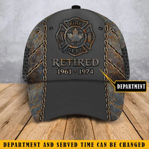 Personalized Retired Canadian Firefighter Custom Time 3D Cap QTKH24980