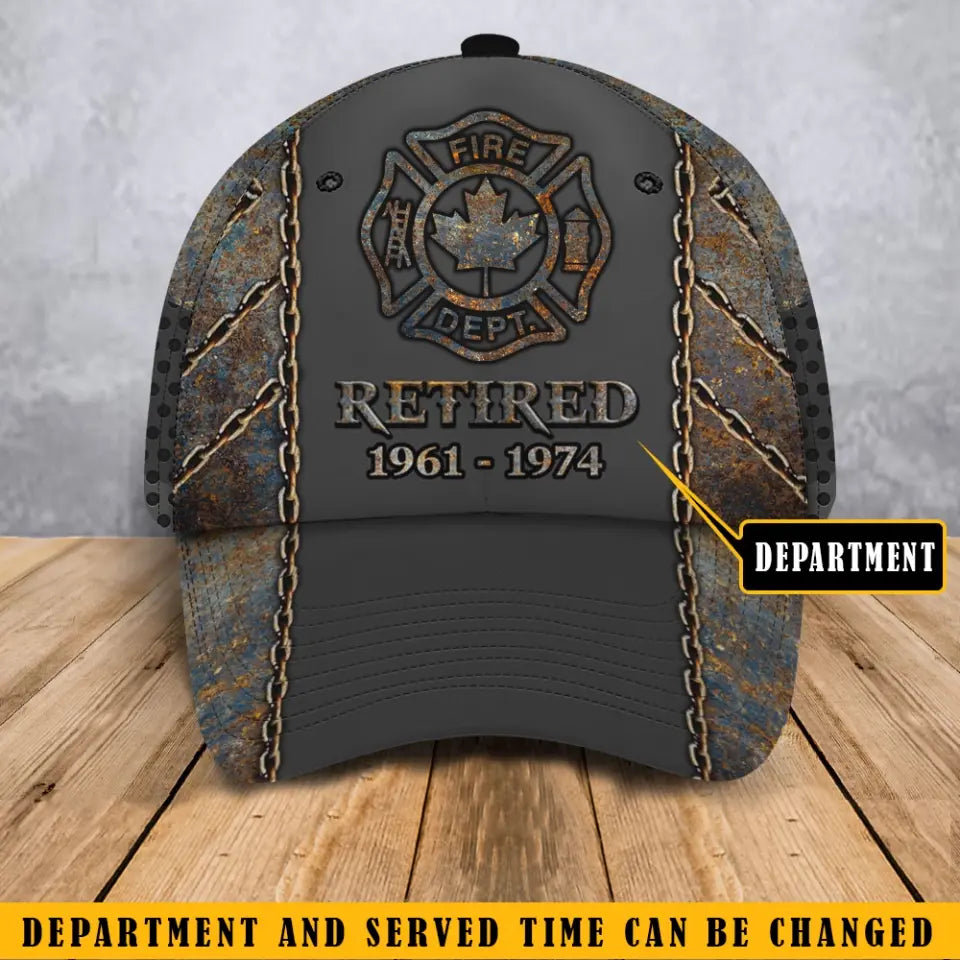 Personalized Retired Canadian Firefighter Custom Time 3D Cap QTKH24980