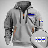Personalized Retired US Police Flag Custom Name & Time Quarter Zip Hoodie 2D Printed QTVQ24977