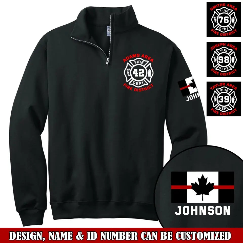 Personalized Canadian Firefighter Flag Custom Name Stand Collar Zipper Sweatshirt 3D Printed VQ24985