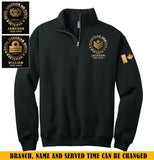 Personalized Canada Flag Canadian Army Veteran Rank Camo Custom Name Stand Collar Zipper Sweatshirt 3D Printed KVH24988