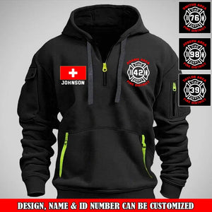 Personalized Swiss Firefighter Custom Name & Department Quarter Zip Hoodie 2D Printed VQ24998