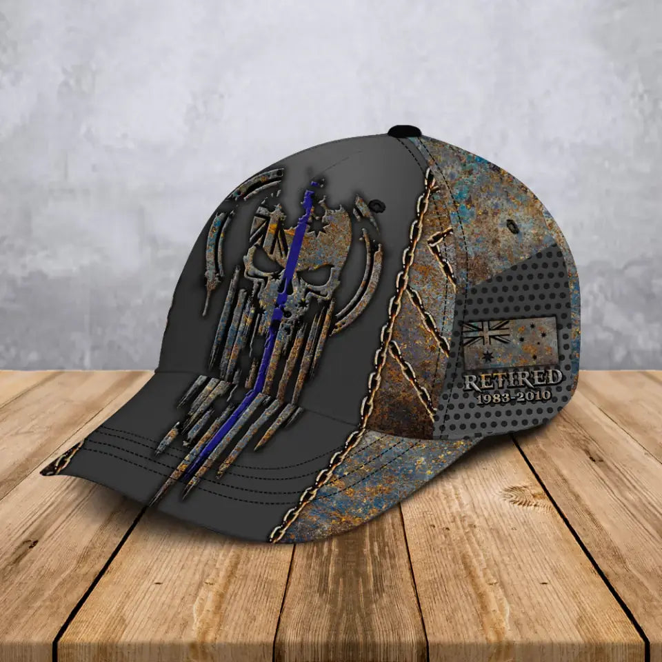 Personalized Skull Australian Retired Australian Veteran Custom Time 3D Cap QTVA24994