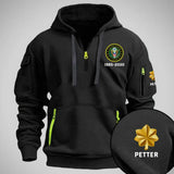 Personalized US Army Logo Custom Rank & Time Quarter Zip Hoodie 2D Printed QTKH24991