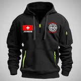 Personalized Swiss Firefighter Custom Name & Department Quarter Zip Hoodie 2D Printed VQ24998