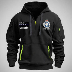 Personalized Australian Police Logo Custom Name & Time Quarter Zip Hoodie 2D Printed QTVQ241001