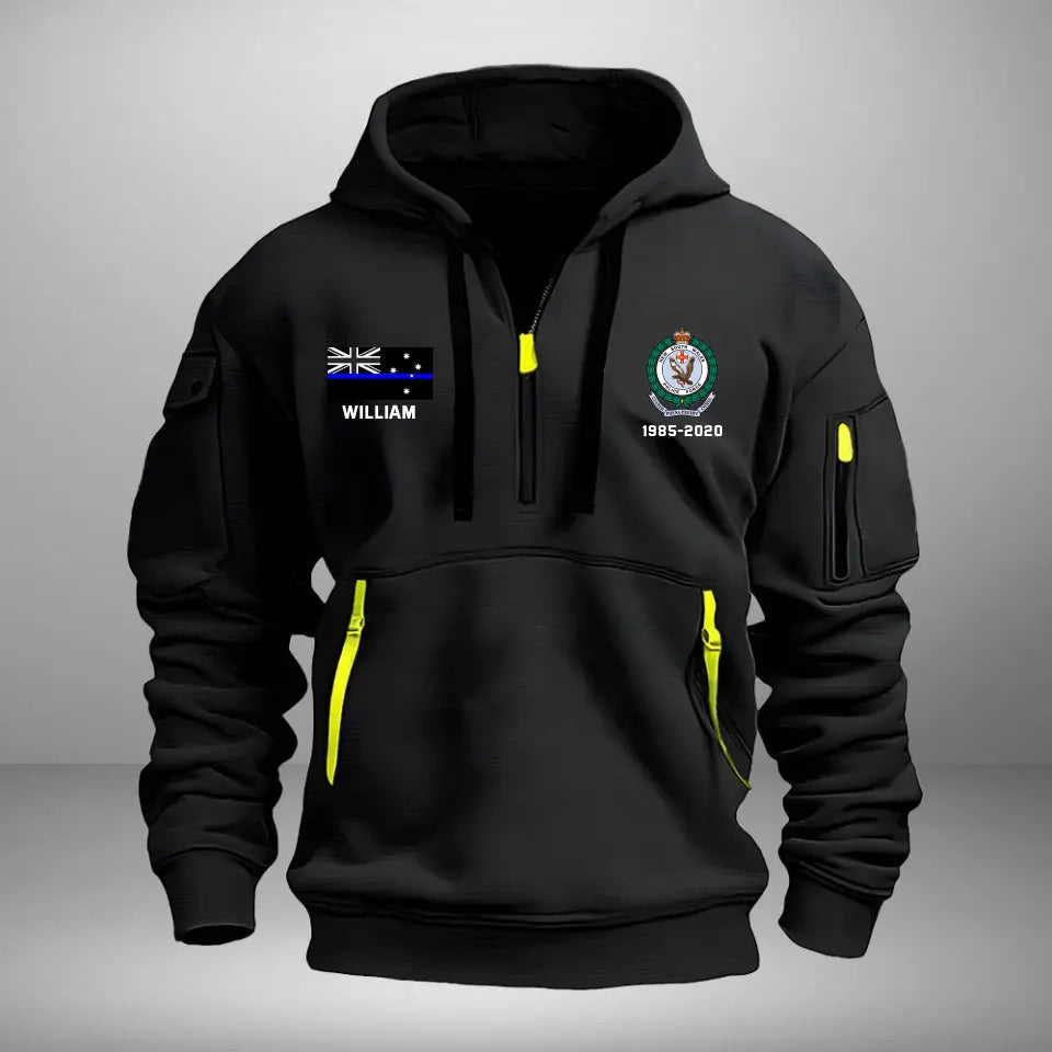 Personalized Australian Police Logo Custom Name & Time Quarter Zip Hoodie 2D Printed QTVQ241001