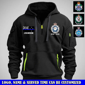 Personalized Australian Police Logo Custom Name & Time Quarter Zip Hoodie 2D Printed QTVQ241001