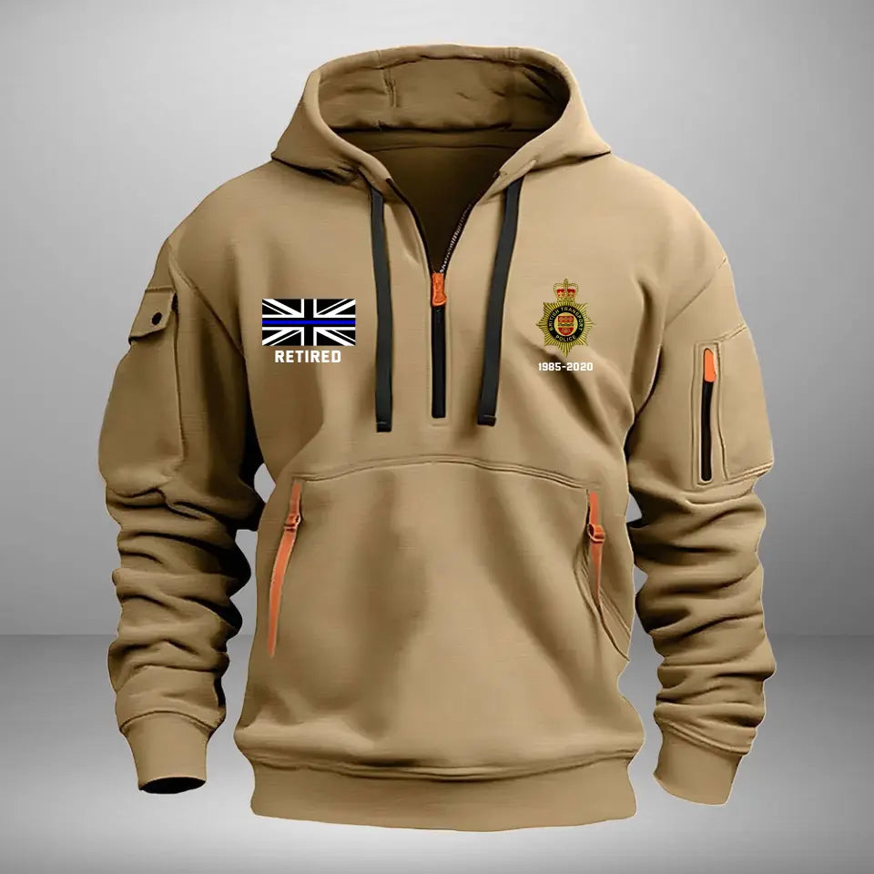 Personalized UK Police Logo Custom Name & Time Quarter Zip Hoodie 2D Printed QTVQ241001