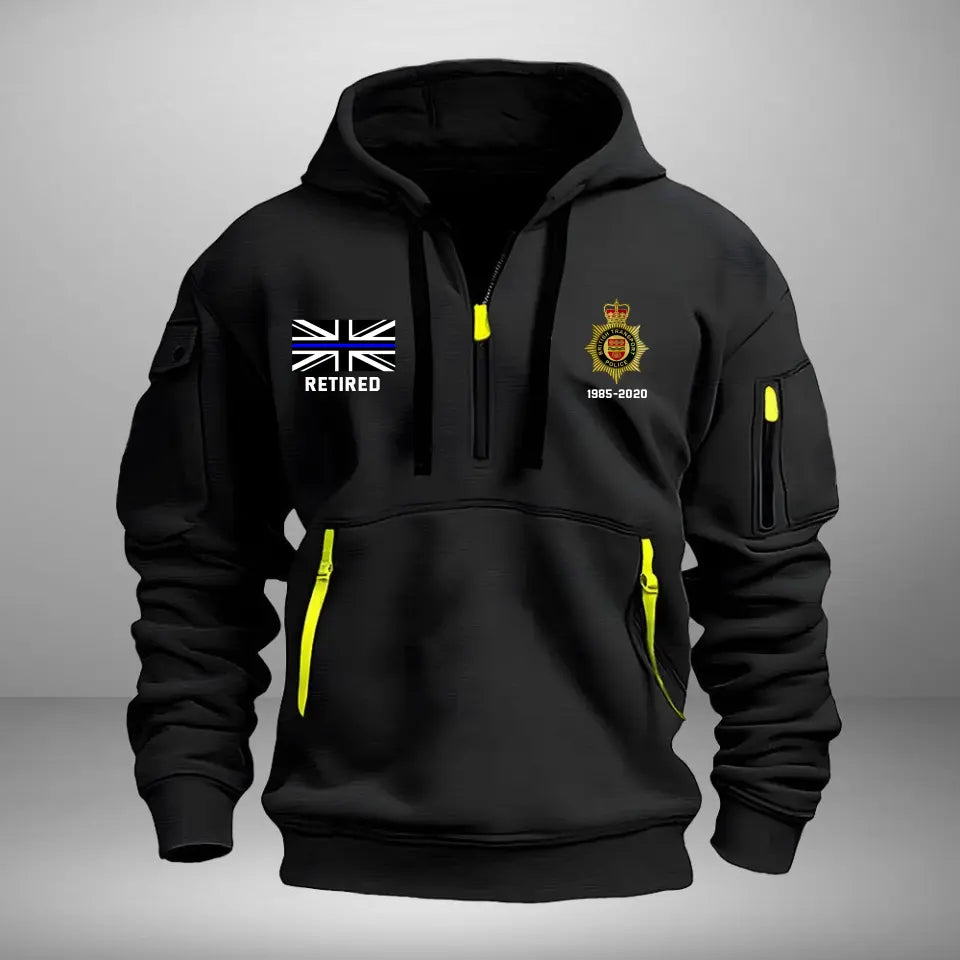 Personalized UK Police Logo Custom Name & Time Quarter Zip Hoodie 2D Printed QTVQ241001