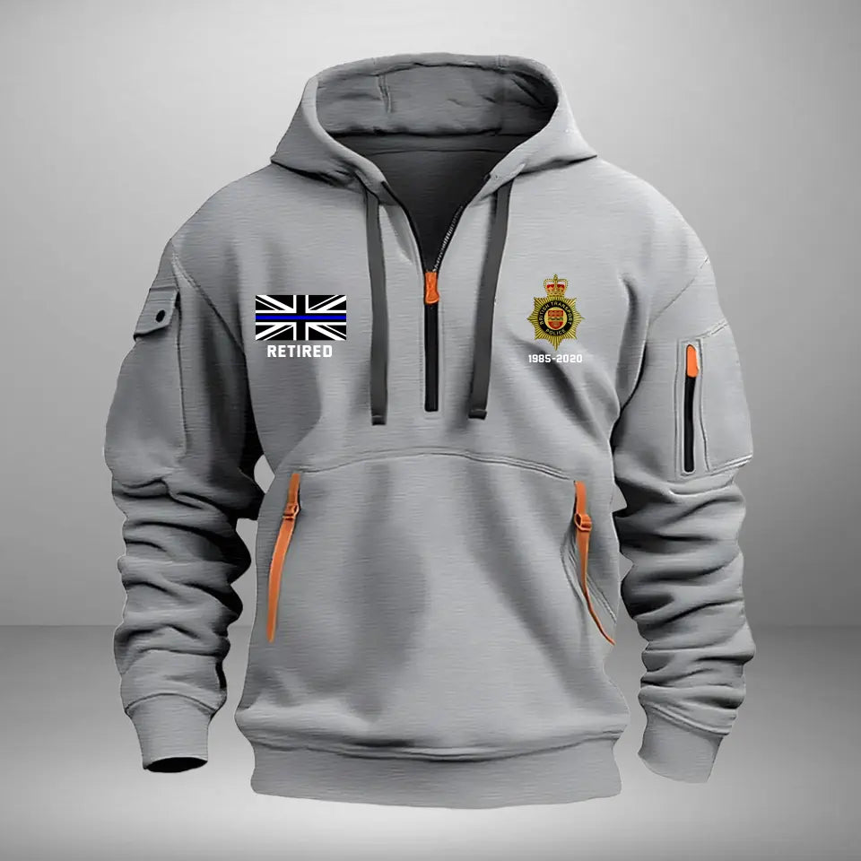 Personalized UK Police Logo Custom Name & Time Quarter Zip Hoodie 2D Printed QTVQ241001