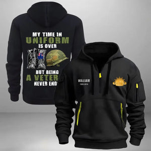 Personalized My Time In Uniform Is Over But Being A Veteran Never Ends Australian Veteran Quarter Zip Hoodie 2D Printed AHVQ241017