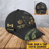 Personalized Canadian Veteran Rank Gold Custom Name & Time Cap 3D Printed AHVA241022