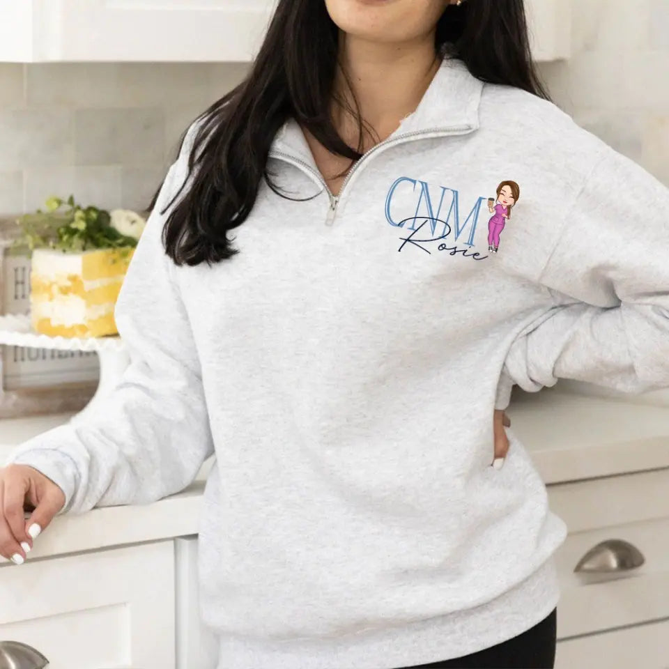 Personalized Nurse Job Title Gift For Nurse Stand Collar Zipper Sweatshirt 3D Printed HN241026