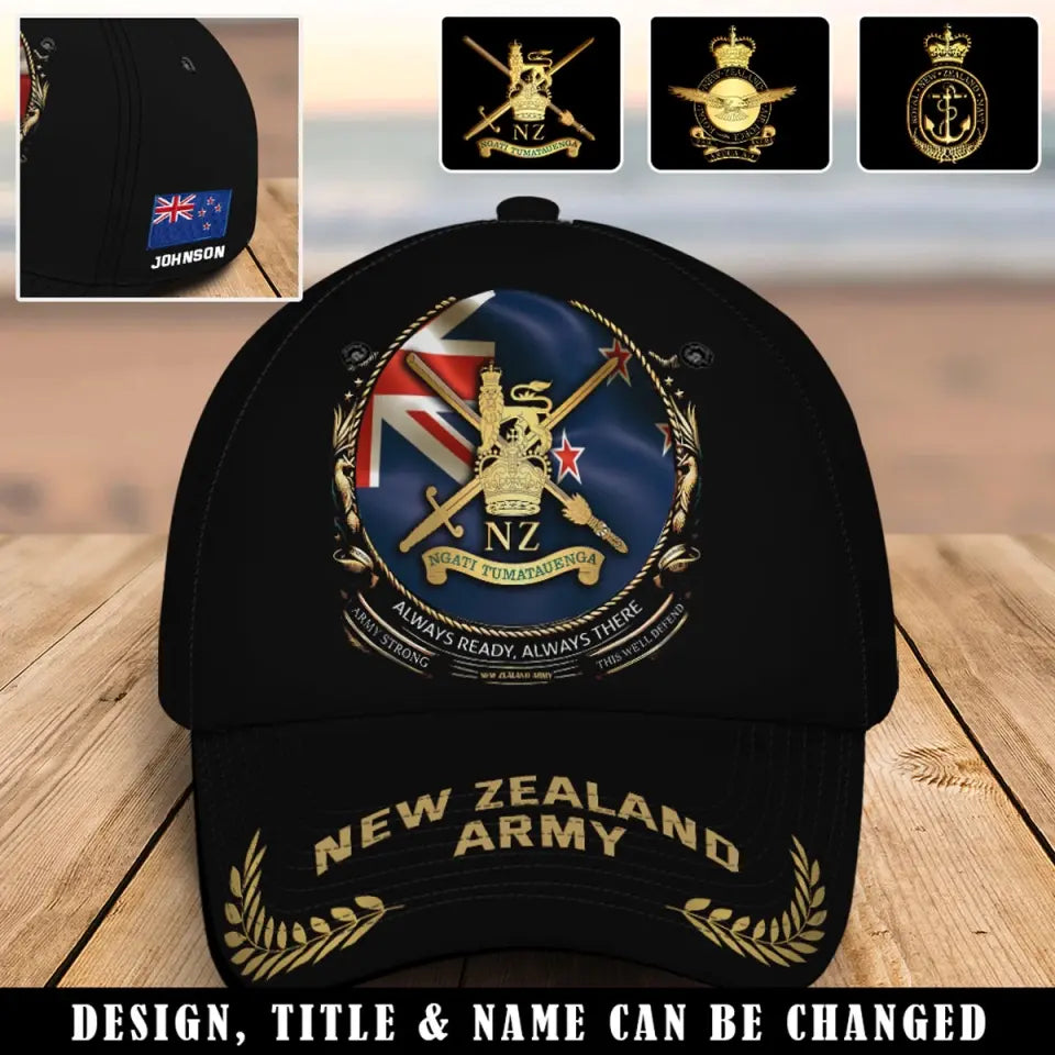 Personalized New Zealand Logo New Zealand Veteran Custom Name Cap Printed AHVQ241030