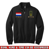 Personalized Dutch Veteran Rank Camo Custom Name & Time Stand Collar Zipper Sweatshirt 2D Printed LVA241032
