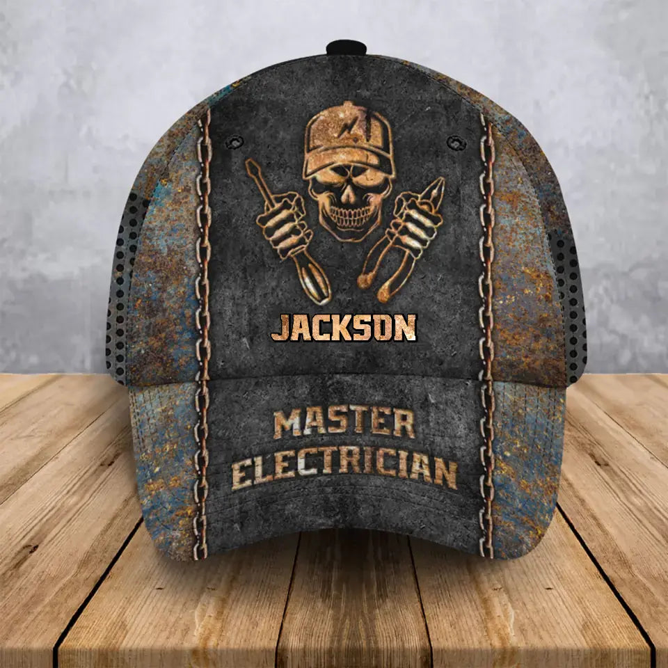 Personalized Master Electrician Custom Name Cap 3D Printed LVA241037