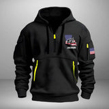 Personalized US State Map Trucker Custom Name Quarter Zip Hoodie 2D Printed KVH241040