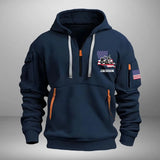 Personalized US State Map Trucker Custom Name Quarter Zip Hoodie 2D Printed KVH241040