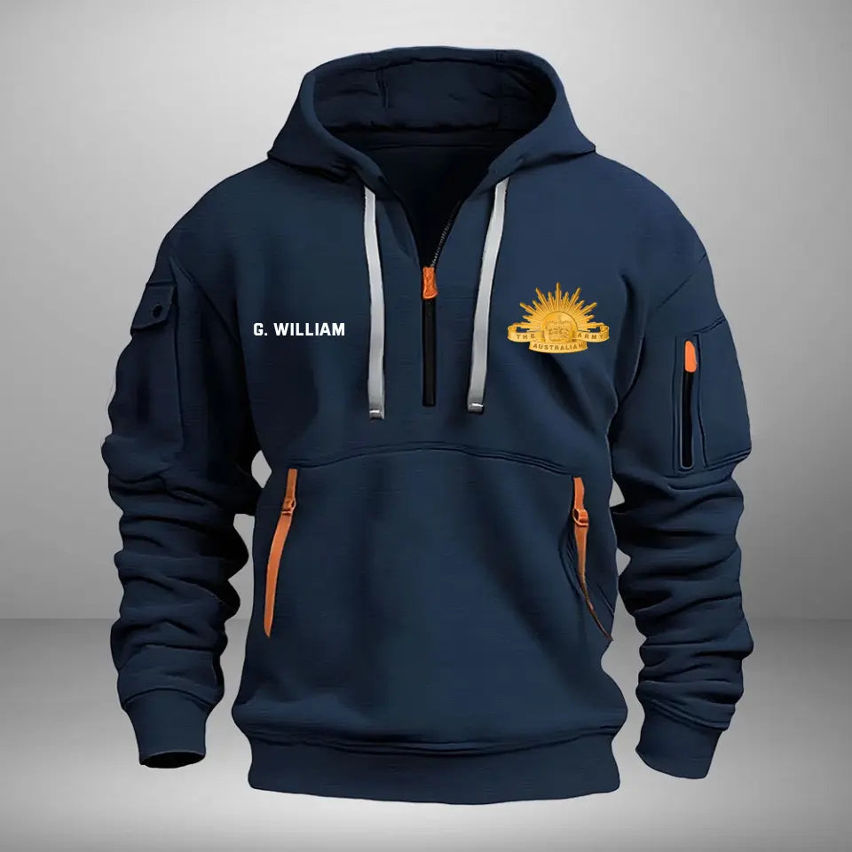 Personalized Australian Army Logo Custom Name Quarter Zip Hoodie 2D Printed VQ241043