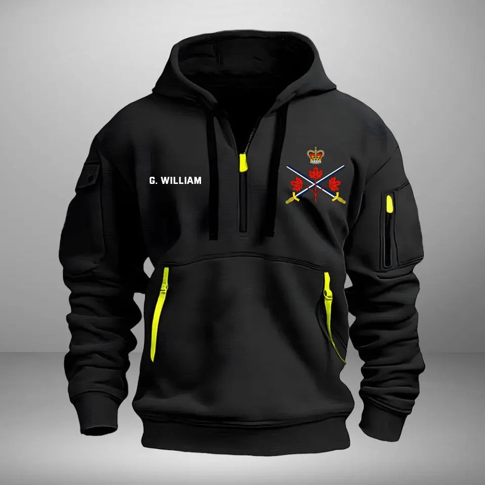 Personalized Canadian Army Logo Custom Name Quarter Zip Hoodie 2D Printed VQ241043
