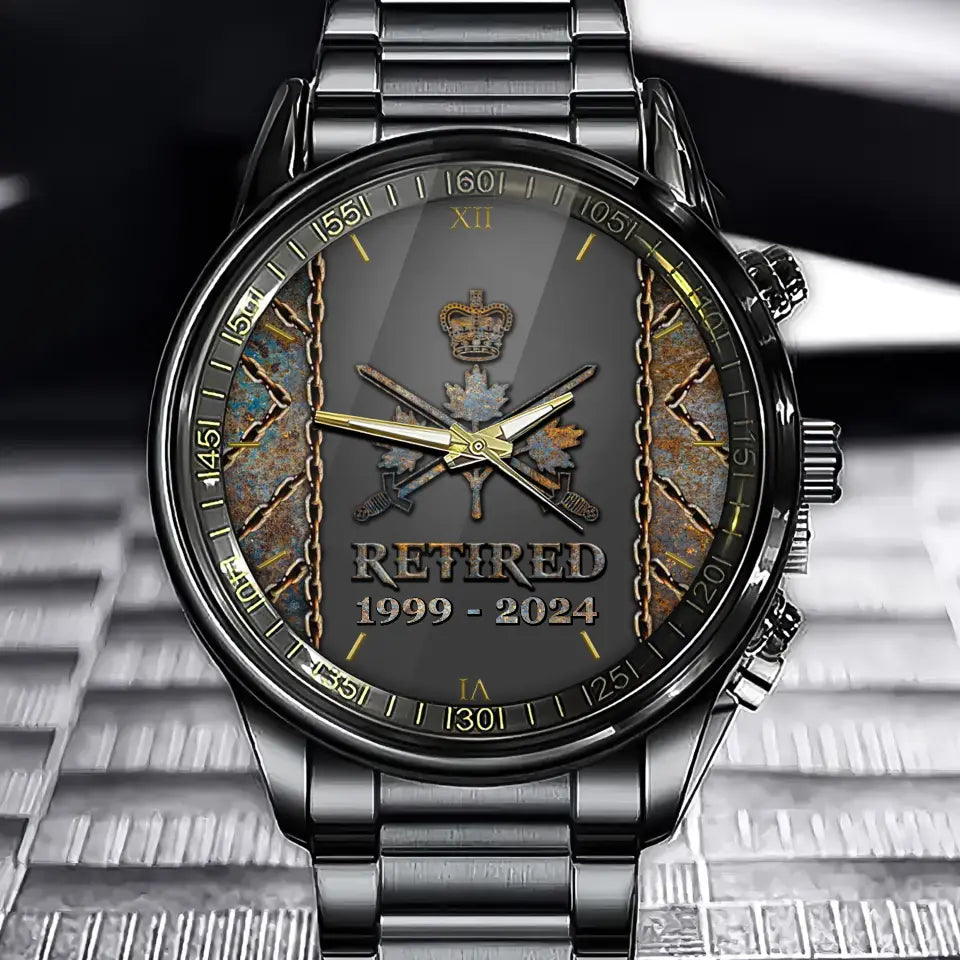 Personalized Retired Canadian Army Custom Served Time Watch Printed QTVQ241042