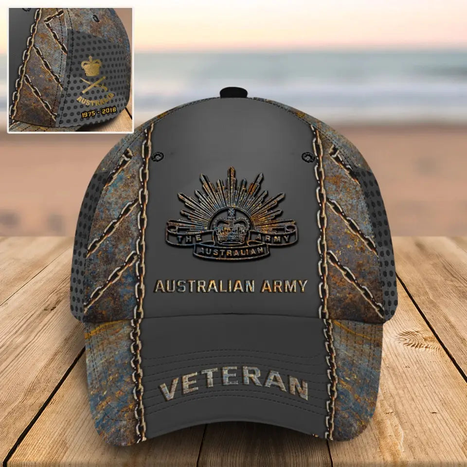 Personalized Australian Army Logo Rank Gold Custom Served Time Cap 3D Printed AHVQ241054