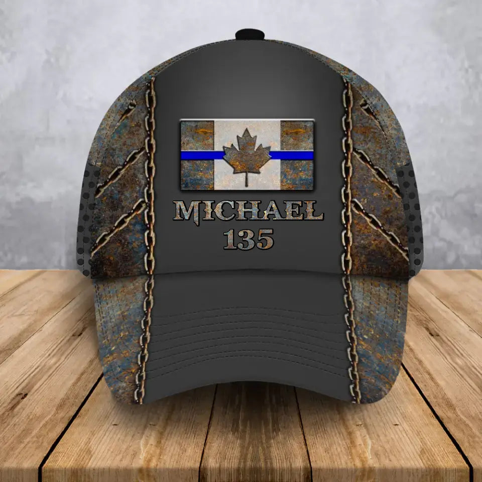 Personalized Canadian Police Flag Custom Name & ID Cap 3D Printed QTHN241035