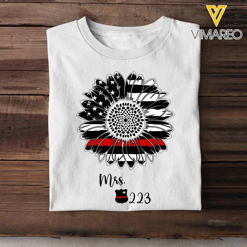 Personalized Sunflower US Firefighter Wife Custom ID T-shirt Printed QTHN241056