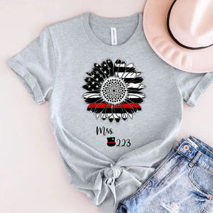 Personalized Sunflower US Firefighter Wife Custom ID T-shirt Printed QTHN241056