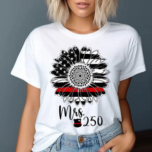 Personalized Sunflower US Firefighter Wife Custom ID T-shirt Printed QTHN241056