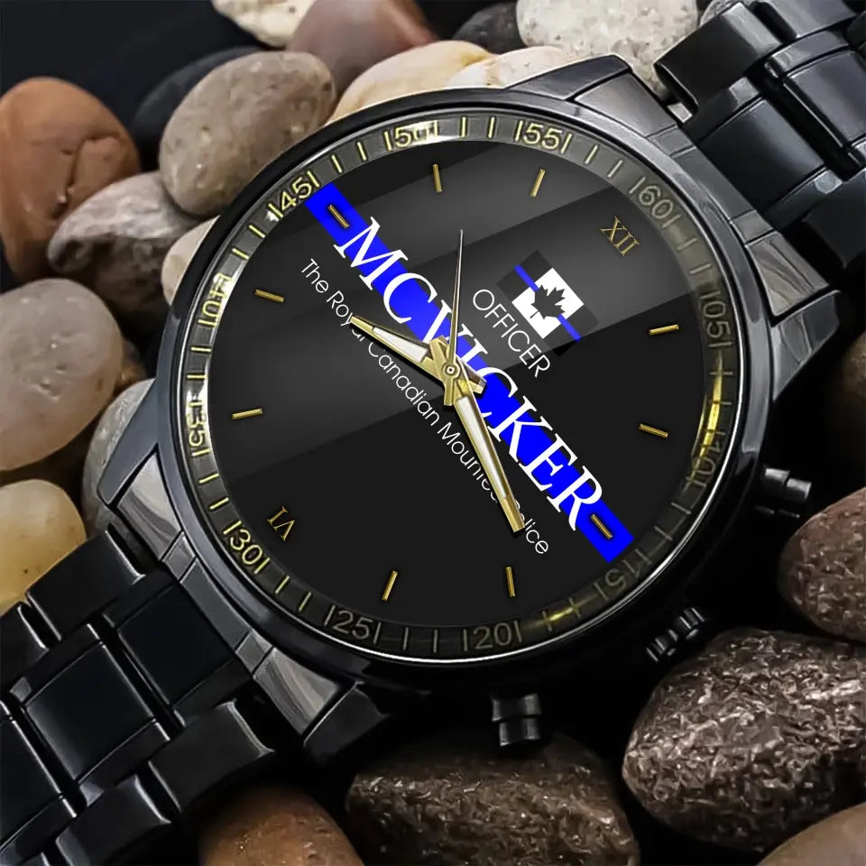 Personalized Canadian Police Flag Blue Line Custom Name & Department Watch Printed QTKH241052