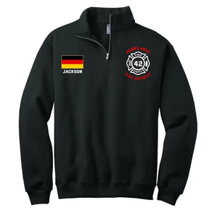 Personalized German Firefighter Custom Name & Department Stand Collar Zipper Sweatshirt 2D Printed VQ241058