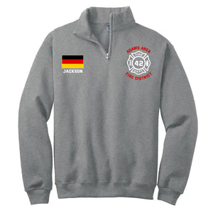 Personalized German Firefighter Custom Name & Department Stand Collar Zipper Sweatshirt 2D Printed VQ241058