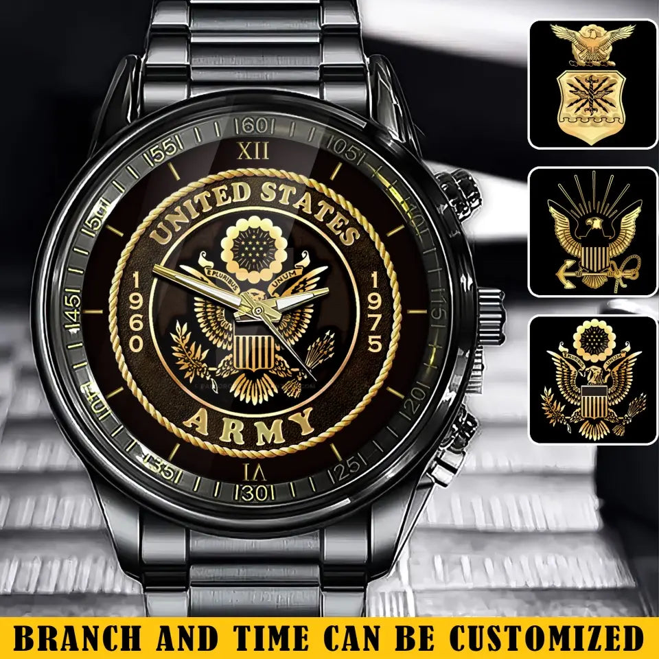 Personalized United States Army Logo Custom Service Time Watch Printed AHVA241068