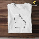 Personalized US State Girl Map T-shirt Printed HN241078