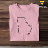 Personalized US State Girl Map T-shirt Printed HN241078