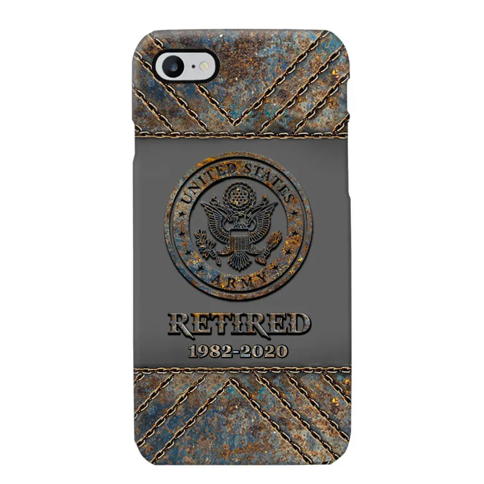 Personalized Retired US Army Logo Custom Service Time Phonecase Printed VQ241086