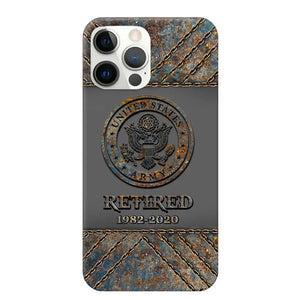 Personalized Retired US Army Logo Custom Service Time Phonecase Printed VQ241086