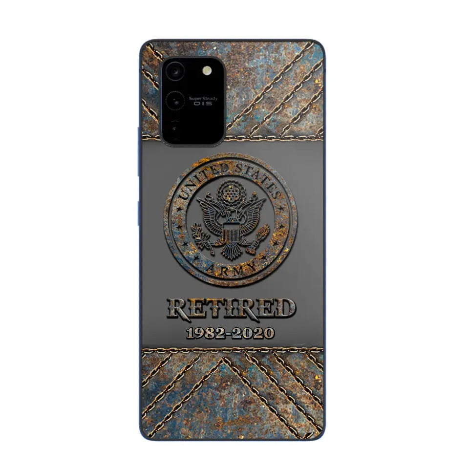 Personalized Retired US Army Logo Custom Service Time Phonecase Printed VQ241086